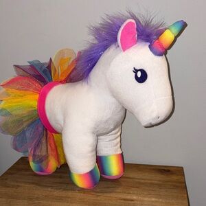 Build-A-Bear White Unicorn with Rainbow Horn, Mane, Tutu and Hooves